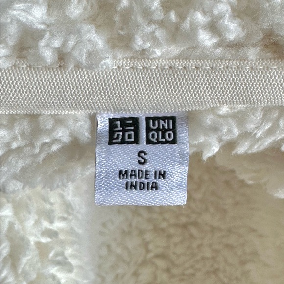 UNIQLO Fluffy Yarn Fleece Jacket Ivory Full Zip Fur Cardigan Women S - Picture 8 of 9